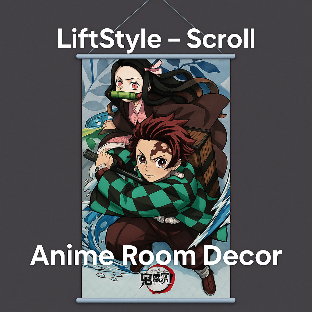 Demon Slayer™ Premium Wall Scroll – Tanjiro & Nezuko (25x70cm)