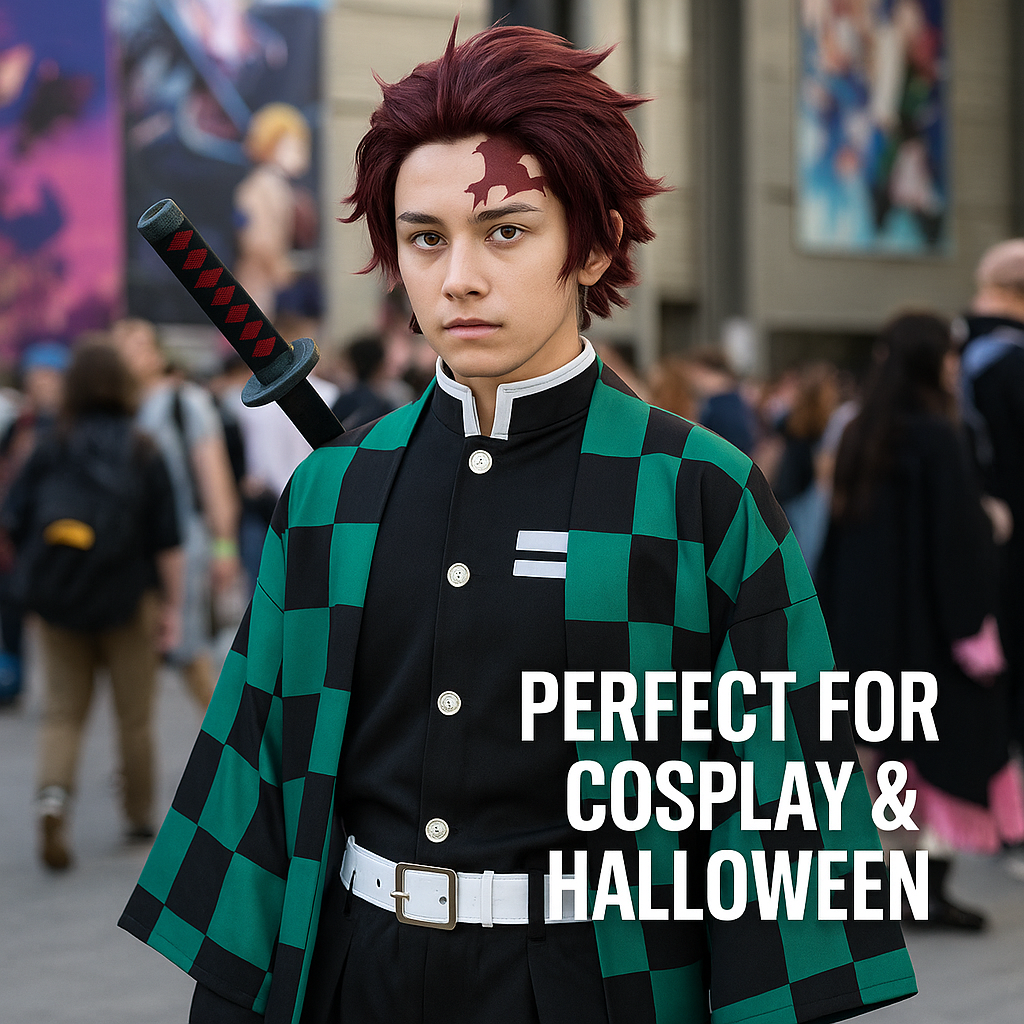 ✨ Demon Slayer™ Tanjiro Kamado Cosplay Costume Set (with Wig)